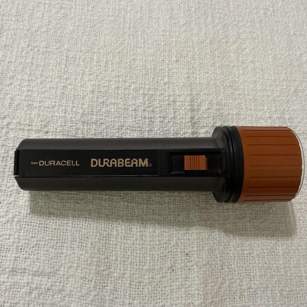 Vintage Duracell Durabeam With Working Bulb Brown Orange 70's Style Plastic 2x D